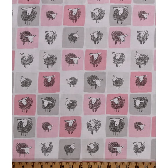 Sheep Pink Polycotton Fabric 112cm wide FREE P & P